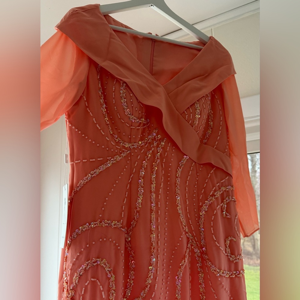 Women’s Coral Bead & Sequin Floor Length Evening/Special Occasion Dress 12 NWT